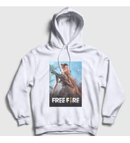 Presmono Unisex Beyaz Cover Free Fire Kapüşonlu Sweatshirt 232637tt