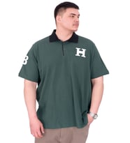 Mode XL Büyük Beden Erkek T-Shirt Polo Yaka H BROUDED U25312 Nefti