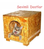 Yağmura Ve Soğuğa Dayanıklı Osb Kedi Evi Su Geçirmez 40x40x30 Cm