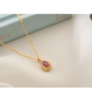 925 Ayar Gümüş Ocak Ayı Doğum Taşı ( Garnet ) Damla Kolye