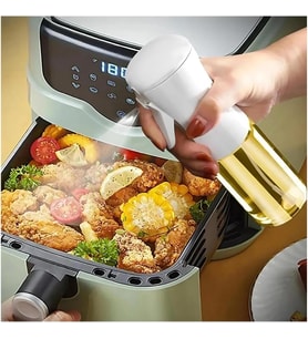 Sprey Yağdanlık Cam Şişe Yağ Püskürtücü 200 ml - Airfryer, Kızartma, Izgara ve Salata İçin Büyük Boy Yağlık (Beyaz)
