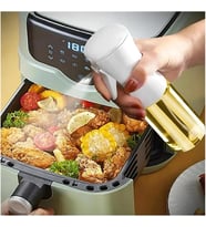 Sprey Yağdanlık Cam Şişe Yağ Püskürtücü 200 ml - Airfryer, Kızartma, Izgara ve Salata İçin Büyük Boy Yağlık (Beyaz)