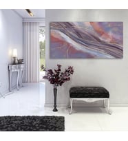 Tablolife Soyut Mor Mermer Yağlı Boya Dokulu Tablo 100X150,Çerçeve;Siyah