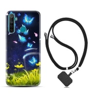 Realme 5i 5 Pro 6i 7 Pro 8 Kılıf Boyun Askılı Silikon Neon Butterflys 1309