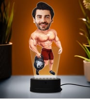 Doğum Günü Hediyesi,Sevgiliye Hediye, Kişiye Özel Fotoğraflı Sporcu Karikatür 3D Led Lamba (Beyaz)