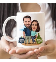 Kişiye Özel Karikatürlü Kanyondaki Sevgililer Kupa Bardak