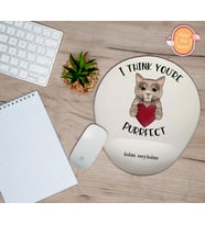 Kişiye Özel Kalp Kedi Temalı Bence Sen Mükemmelsin Yazılı Bilek Destekli Mouse Pad