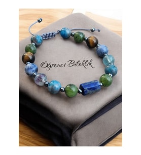 Doğaltaş Öğrenci Bilekliği (Lapis, Apatit, Florit, Sodalit, Kaplangözü, Yeşim)