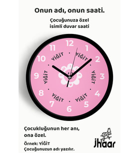 İsme Özel Gülümseyen Güneş Çocuk Odası Duvar Saati Orta Boy 30 cm Siyah Camlı Sessiz
