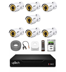 UPTECH Full HD 7 Kameralı Gece Renkli Görüş Su Geçirmez Güvenlik Kamera Seti 320 GB HDD 2239