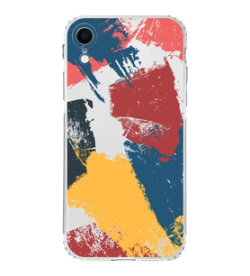 Apple iPhone XR Uyumlu Kamera Korumalı Tıpalı Kapak Brush Stroke Tasarımlı Silikon Şeffaf Kılıf