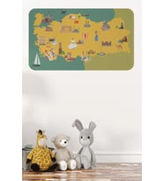 Eğitici Ve Öğretici Cocuk Odası Türkiye Haritası Duvar Sticker-60x105-3873