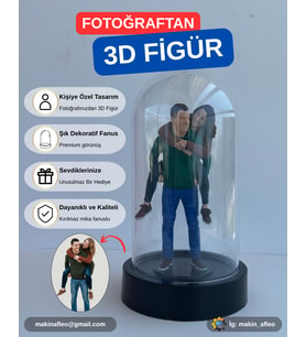 Fanus İçinde Kişiye Özel 3D 2 Kişilik Figür (15cm)