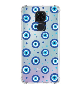 PrintiFy Xiaomi Redmi Note 9 Uyumlu Nazar Boncuğu 1 Baskılı Şeffaf Köşe Korumalı Antişok Kılıf