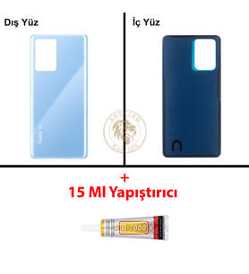 Xiaomi Redmi Note 12 Pro Plus 5G - Lenssiz Mavi Arka Pil Kapağı Batarya Kapağı + B-7000 Yapıştırıcı