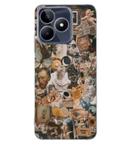Realme C53 Uyumlu Aesthetic Sanatsal Kolaj Desenli Şeffaf Telefon Kılıfı