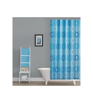 Banyo Perdesi Mavi Geometrik Desen Yerli Üretim Duş Perdesi C-Halka Hediye 180x200cm Banyo Perdeleri