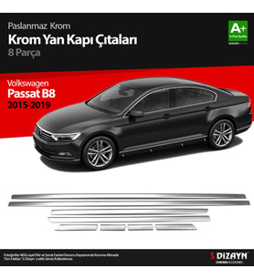 VW Passat B8 Krom Yan Kapı Çıtası 8 Parça 2015-2019