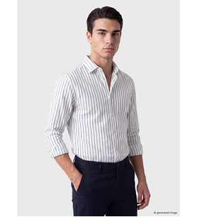 LCW BUSINESS Lacivert Slim Fit Çizgili Erkek Gömlek