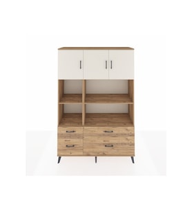 Hyperion Dolap 8 Raflı 4 Çekmeceli 3 Kapaklı 132x44x195 Çam-Aytaşı/Çam