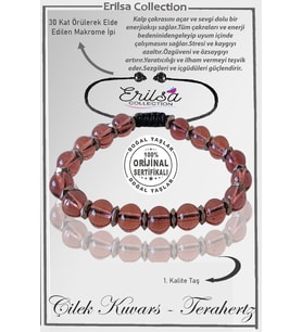 Sertifikalı Silver Fasetli Hematit - Çilek Kuvars Taşı Bileklik - Ayarlamalı (Pembe)