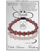 Sertifikalı Silver Fasetli Hematit - Çilek Kuvars Taşı Bileklik - Ayarlamalı (Pembe)