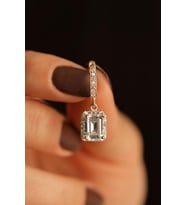 Zirkon Taşlı Rose Tektaş Sallantılı Baget Gümüş Küpe