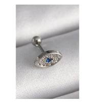 316L Çelik Gümüş Renk Zirkon Taşlı Göz Tragus Piercing - TJ-PR1253 TG-V 7554