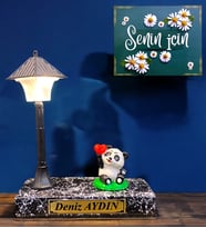 Sizlere Özel Siyah Masa Lambası Hediye Seti, Çift Renk Işıklı ve İsimli Tasarım (Model 3)