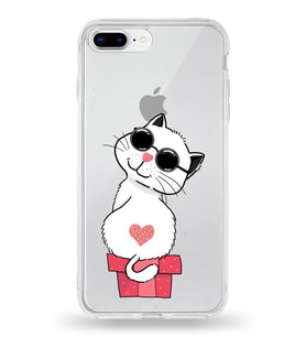 Apple iPhone 7 Plus Uyumlu Kapak Coolcat Tasarımlı Şeffaf Silikon Kılıf