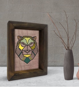 BK Gift Aslan Tasarımlı Dekoratif Doğal Masif Ahşap Çerçeve 15x20cm-1 (Beyaz)