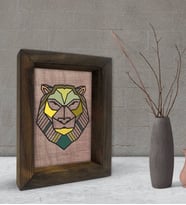 BK Gift Aslan Tasarımlı Dekoratif Doğal Masif Ahşap Çerçeve 15x20cm-1 (Beyaz)