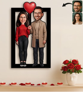 BK Gift Kişiye Özel Sevgili Karikatürlü 3D Ahşap Tablo -18, Fotoğraftan Karikatür, Sevgililer Günü Hediyesi, Ev Hediyesi