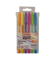 Mynote Line Ball 1.0 mm 6'lı Neon (Karışık)