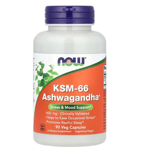 NOW Foods, K.S.M-66, 600 mg, 90 Veg Capsules.Abd Menşei.47.