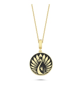 Mineli Tavus Kuşu Altın Kaplama Kolye RZ19 (Gold)