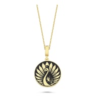 Mineli Tavus Kuşu Altın Kaplama Kolye RZ19 (Gold)