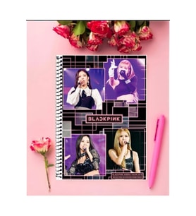 Black Pink Defter 1 Adet Özel Tasarım A4 Boyutu Telli Çizgisiz Defter 21*29 Cm
