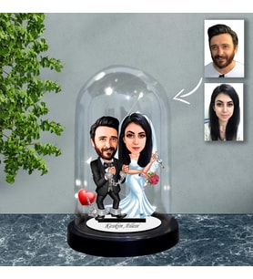 KİŞİYE ÖZEL  GELİN DAMAT TASARIMLI IŞIKLI KARİKATÜR FANUS BİBLO FN83