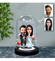 KİŞİYE ÖZEL  GELİN DAMAT TASARIMLI IŞIKLI KARİKATÜR FANUS BİBLO FN83