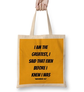 Muhammad Ali Quote GIFT Bez Çanta Uzun Saplı