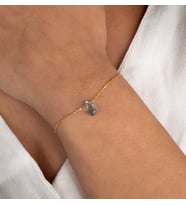 925 Ayar Gümüş Rodyum - Altın Kaplama 3Ct Yarı Değerli Mavi Topaz Damla Taş Bileklik-Raccolta Di Gocce