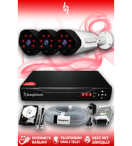 BAYICAM 3 Kameralı Uzay 3 Dış Kamera Set 2 TB HDD Full HD Gece Görüşlü Güvenlik Kamerası Sistemi