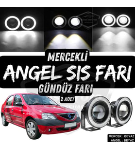 Dacia Logan Uyumlu Üniversal Mercekli Angel Sis Farı Metal 76 mm Beyaz Halkalı Gündüz Farı 2 Adet