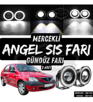 Dacia Logan Uyumlu Üniversal Mercekli Angel Sis Farı Metal 76 mm Beyaz Halkalı Gündüz Farı 2 Adet