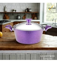 ARZU ÇELİK 24 Cm Granit Derin Tencere Çelik Kapak - Violet