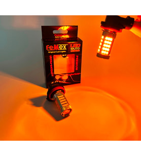 FEMEX Sis Led Ampul H8/11 2835 Chip  Led Ampul Turuncu Ultra Parlak Mercekli