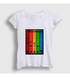 Presmono Kadın Beyaz Rainbow Radiohead T-Shirt 104481tt