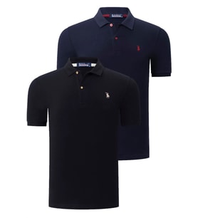 İKİLİ SET T8561 DEWBERRY ERKEK TSHIRT-LACİVERT - SİYAH
