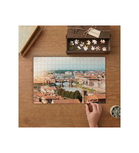 İtalya Şehir Köprüler Ve Nehir Manzarası Tasarımı 240 parça Ahşap Puzzle Ahşap Kutuda MP01670